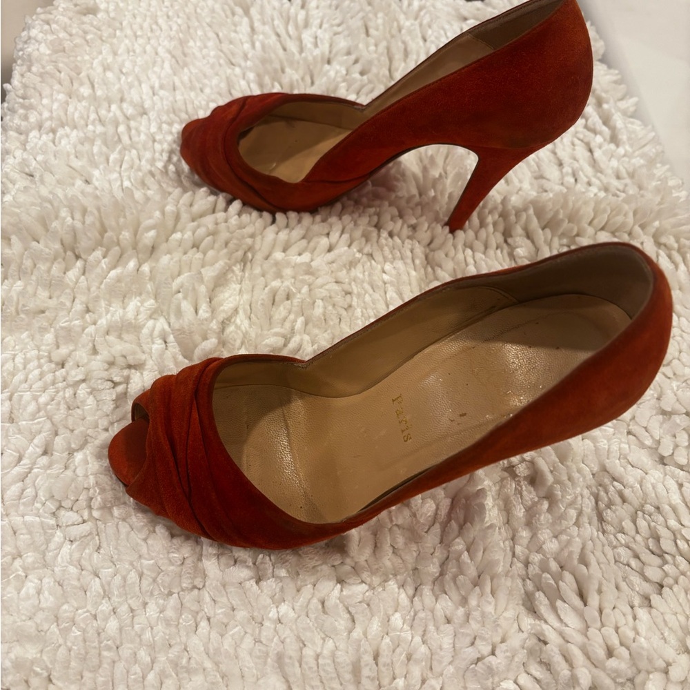 Elegant Red Peep-Toe Heels